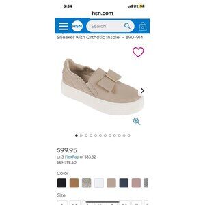 Clean Boss by Joy Women's Luxe Slip On Leather Bow Sneaker Latte 7 1/2 W